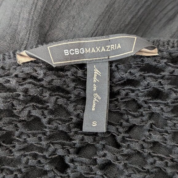 BCBGMaxAzria Black Chunky Long Bell Sleeve Cropped Oversized Slouchy Sweater - Picture 6 of 7